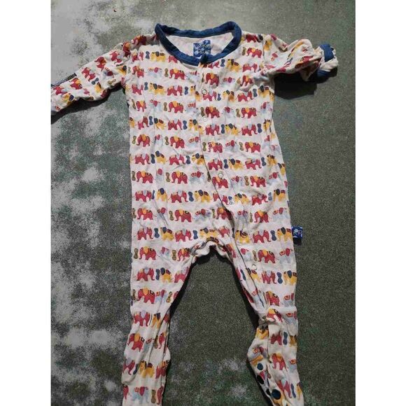 Kickee pants multi color elephant sleeper sz 0-3 months - Picture 1 of 3